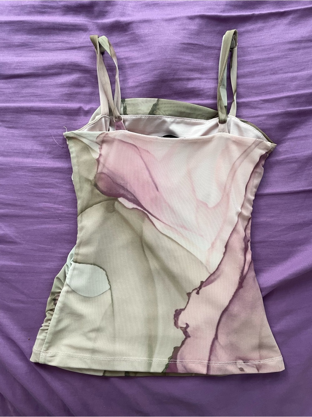 Dynamite Printed Mesh Camisole - Sage Green - Picture 10 of 11